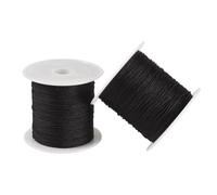 Craftdady 2 Rolls Black Nylon Thread 0.4mm Braided Beading String Macrame Cord for Friendship Bracelets Jewelry Making DIY Chinese Knot Crafts