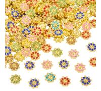 Craftdady 200pcs Sew on Rhinestones Flower Metal Base Claw Flatback Rhinestones for Crafting Crystal Gems for Clothes Rhinestone for Wedding Dresses Hats Belt Bags Sewing Accessories 12x5 mm