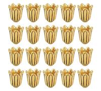 Craftdady 20Pcs Antique Gold Flower Spacer Bead Caps 10x10mm Tibetan Metal Cone Bead End Caps for Jewelry Making Hole: 1mm
