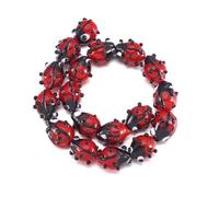 Craftdady 20Pcs Cute Ladybug Handmade Lampwork Glass Beads Lovely Small Glass Spacer Beads for Jewelry Bracelets Making Red and Black