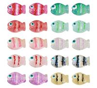 Craftdady 20pcs Fish Evil Eye Hand Drawn Beads Cute Crystal Fish Lampwork Glass Beads Colorful Ocean Animal Bracelet Bead Loose Spacer 14x10 mm for DIY Earring Necklace Jewelry Making