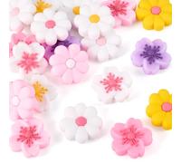 Craftdady 20pcs Flower Silicone Focal Beads for Bracelets Cute Floral Soft Rubber Silicone Spacer Beads for Keychain Daisy Flower Loose Spacer 27mm for DIY Craft Jewelry Making