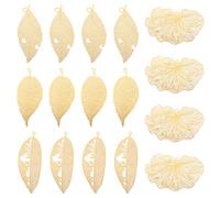 Craftdady 20Pcs Four Leaf Clover Pendants Hollow Ginkgo Maple Filigree Big Charms Etched Metal Embellishments Leaves Charm for DIY Necklace Bracelet Earring Jewelry Making-10 Styles