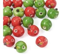 Craftdady 20Pcs Handmade Porcelain Apple Beads Red Green Apple Shaped Beads Cute 3D Fruit Ceramic Loose Spacer Bead for DIY Jewelry Making, Bracelet Necklace Earring Crafts, Hole 2mm