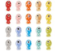 Craftdady 20pcs Porcelain Ceramic Fish Beads Polka Dot Fish Beads Ocean Sea Animal Handmade Porcelain Craft Bead for Bracelet Jewelry Making