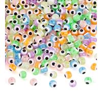 Craftdady 210Pcs Glow in The Dark Evil Eye Beads 6mm Luminous Opaque Acrylic Bead Colorful Lucky Round Beads for DIY Bracelet Necklace Jewelry Making Crafts Holiday Decor, 7 Colors
