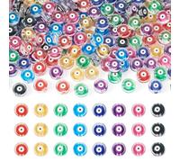 Craftdady 240Pcs 7mm Evil Eye Flat Round Beads Transparent Acrylic Beads Bracelet Loose Spacer Bead Colorful Bead for DIY Jewelry Necklace Bracelet Making Craft-8 Colors