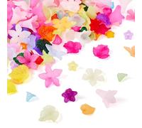 Craftdady 240pcs 8 Styles Flower Bead Caps Leaf Pendants Floral Matte Acrylic Plastic Bead Cap for DIY Crafting Jewellery Making