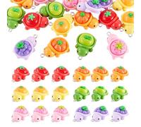 Craftdady 24Pcs Mini Resin Sea Turtles Pendants Opaque Colorful Animals Turtle with Fruit & Vegetable Charms Ocean Animal Pendants for Jewelry Making Earrings Bracelet DIY Craft, 6 Colors