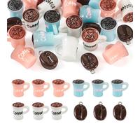 Craftdady 24Pcs Resin Coffee Cup Charms Mini 3D Imitation Food Latte Drink Pendant Coffee Beans Mug Dangle Charms for DIY Keychain Crafts Necklace Earring Bracelet Jewelry Making