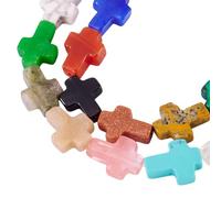Craftdady 25 Pcs Natural Synthetic Cross Gemstone Beads Colorful Cross Gemstone Beads Dyed Crucifix Bead 15x11.5x4.5mm for Bracelet Necklace Earrings Making Jewelry Crafts