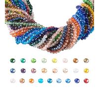 Craftdady 25 Strands Faceted Rondelle Glass Beads 6 mm Colorful Briolette Glass Crystal Spacer Beads Tiny Loose Beads for Bracelet Necklace Jewelry Making DIY Supplies