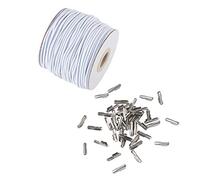 Craftdady 2mm Elastic White Cord 43.74Yard Stretch Round String Elastic Loop with Metal Barbs Barbed Fastener for Crafting Book Binding