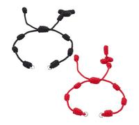 Craftdady 2pcs Half-Finished Adjustable Bracelets Black Red Nylon String Wrist Bracelets Cord for DIY Craft Bohemian Friendship Bracelet Anklet Jewelry Making
