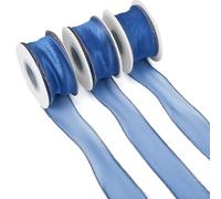 Craftdady 3 Rolls Organza Ribbons Shimmer Sheer Tulle Ribbons 45mm Chiffon Decorative Ribbon for Crafting Gift Wrapping Bows Bouquet Wedding Decor