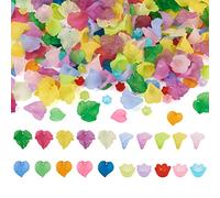 Craftdady 300pcs 20 Styles Transparent Acrylic Leaf Flower Pendants Frosted Clear Petal Bead Caps With Vein for DIY Jewellery Making Crafting