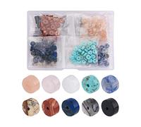 Craftdady 300pcs 6mm Flat Round Gemstone Beads Spacers Natural Stone Heishi Disc Beads Quartz Crystal for Chakra Jewelry Craft Necklace Bracelet Earring