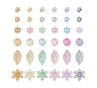 Craftdady 300Pcs Flower Bead Cap Acrylic Leaf Flower Transparent End Cap AB Color Floral Pendants for Jewellery Making Necklace Bracelet Earring