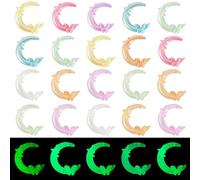 Craftdady 30Pcs Luminous Moon Shaped Beads with Glitter Powder, Glow in the Dark Transparent and Opaque Acrylic Moon with Butterfly Star Beads for Necklace Bracelet Earring Jewelry Making