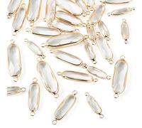 Craftdady 30pcs Oval Faceted Bracelet Links Clear Crystal Glass Connector Link Charms 2 Hole Dangle Earring Necklace Charms Mini Crystal Pendants for DIY Craft Jewelry Making 21-34.5mm