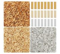 Craftdady 3300 Pcs Plated Glass Bugle Beads Metallic Colours Glass Tube Beads Mini Tube Embroidery Bead Golden Seed Bead 6-7x2mm for Jewelry Making Bracelet Necklace Crafts