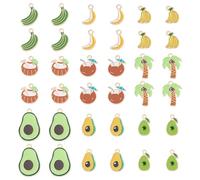 Craftdady 36Pcs Fruit Charms Enamel Pendants Banana Coconut Avocado Alloy Charms Light Golden Tropical Theme Tree Fruits Charm for Necklace Bracelet Earring Jewelry Making 9 Styles