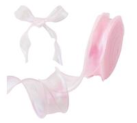 Craftdady 40 Yards Iridescent Organza Ribbons 40mm Polyester Tulle Chiffon Ribbon Shimmer Sheer Fishtail Yarn for Gift Wrapping Bows Flower Wedding Decor,Pearl Pink