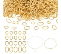 Craftdady 400 Pcs 304 Stainless Steel Jump Rings 4-5mm Oval Golden Open Jump Rings Real 18K Gold Plated Connector Ring for Bracelet Earrings Jewelry Making DIY Crafts