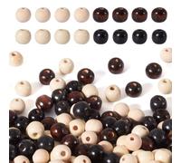 Craftdady 400Pcs Natural Round Wooden Ball Spacer Beads 12mm Black Brown Ivory Natural Color Wood Loose Beads for DIY Jewelry Making Hole: 2.5-3mm