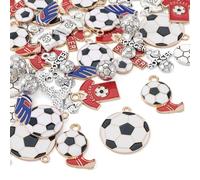 Craftdady 40Pcs Enamel Football Charm Alloy Ball Game Charm Sports Soccer Football Theme Charms with Word I Love Soccer for DIY Earring Necklace Bracelet Jewelry Crafting Making, 10 Styles