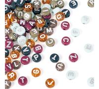 Craftdady 48G Flat Round Acrylic Beads with Letter 7mm Opaque Disc Alphabet Beads Colorful Capital English Letter Bead for Jewelry Making DIY Bracelet Keychains Crafts