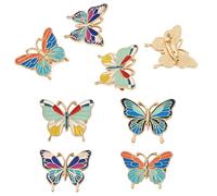 Craftdady 4Pcs Enamel Butterfly Pins Alloy Butterfly Brooches Spring Lapel Brooches Colorful Insets Pins for Clothes Bags Hats Decoration Gift 34x 28.5mm, 4 Colors