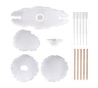 Craftdady 4pcs Wine Rack Coaster Resin Molds Glass Holder Silicone Soap Casting Mould with Wood Stick Dropper for Wine Butler Jewelry Pendant Making Friend Gift