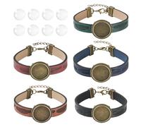 Craftdady 5 Pcs PU Leather Cord Bracelet Making Kit with 18mm Glass Cabochons DIY Women Men Bracelet Jewelry for Easter Birthday