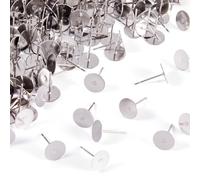 Craftdady 500pcs Stainless Steel Earring Pins Flat Pad 8mm Flat Post Back Stud Findings for Jewelry Making