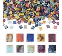 Craftdady 50G Flat Square Glass Seed Beads 2-Hole Tila Seed Beads 5x5x2mm Baking Paint Glass Bead for Jewelry Making DIY Bracelet Necklace Earrings Crafts, 10 Colors