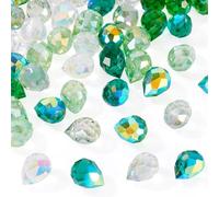Craftdady 50pcs Clear Crystal Electroplate Glass Beads Faceted Teardrop Bracelet Beads Green Drop Earring Charms Cute Faceted Teardrop Keychain Bead 11x8mm for DIY Craft Necklace Jewelry Making