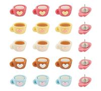 Craftdady 50pcs Coffee Cup Drawing Pins Resin Push Pins Maps Pinboard Drink Cup Thumb Tacks for Posters Photo Display Cork Bulletin Board Home Offices Craft