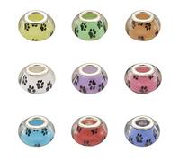 Craftdady 50Pcs Large Hole Acrylic European Spacer Beads Mixed Colors 14x9-10mm Dog Paw Printed Rondelle Slider Charm Beads with Metal Core for Snake Chain Jewelry Making Hole: 5mm