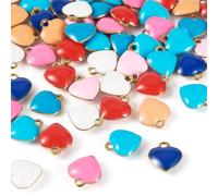 Craftdady 50pcs Small Heart Charms Pendants Heart Necklace Pendants Stainless Steel Enamel Dangle Earring Charms Metal Bracelet Keychain Charm 9x8 mm for DIY Craft Jewelry Making