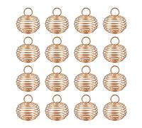 Craftdady 50pcs Spiral Bead Cages Pendants 21x19.5mm Crystal Stone Holder Charm Hollow Lantern Iron Wire Locket Cages for Necklace Keychain Jewelry Making