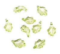Craftdady 50pcs Transparent Acrylic Leaf Pendants Plastic Clear Bead End Caps Charm with Vein 24x15mm for DIY Jewellery Making Crafting, Light Green