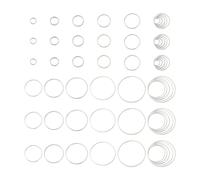 Craftdady 52Pcs Round Open Bezel Charm 10 Sizes Hollow Circle Linking Ring Sterling Silver Plated Earring Hoop for Jewellery Making Necklace Bracelet