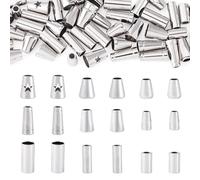 Craftdady 54 Pcs Alloy Cord Ends 9-20x5-11mm Column Alloy Cord End Caps Platinum Rope Stoppers for Bag Cloth Making Supplies Jewelry Making