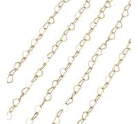 Craftdady 5M 14K Gold Bracelet Necklace Charms Heart Jewelry Link Chains | 5x3.5mm Soldered Brass Designer Chains Simple Chain Gold Chain Necklace Collection for Men Women DIY Jewelry Making