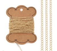 Craftdady 5M 14K Gold Filled Curb Chains Soldered Necklace Chains 4x3mm Brass Cable Link Chains Unisex Simple Designer Chains for Wen Women DIY Craft Bracelet Jewelry Making