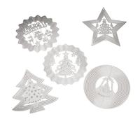 Craftdady 5Pcs Christmas Tree Bell Star Charm Winter Stainless Steel Connector Charms Hollow Flat Round Pendants Etched Metal Embellishments for Christmas Jewelry Making DIY Necklace Earrings Craft