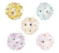 Craftdady 5Pcs Rhinestone Flower Focal Beads Round Clay Pave Beads 3D Floral Spacer Bead Bling Ball Bead for DIY Beadable Pen Bracelets Necklaces Earrings Jewelry Making Hole 2mm