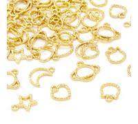 Craftdady 60pcs Open Back Bezel Pendants Teardrop Heart Cat Star Plane Moon Metal Charms Golden Hollow Frame Earring Charms 11.5-15 mm for DIY UV Resin Pressed Flower Jewelry Necklace Making