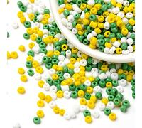 Craftdady 6500pcs Mini Glass Seed Beads 3mm 8/0 Small Pony Rondelle Beads White Yellow Green for DIY Crafting Jewelry Necklace Finger Ring Making
